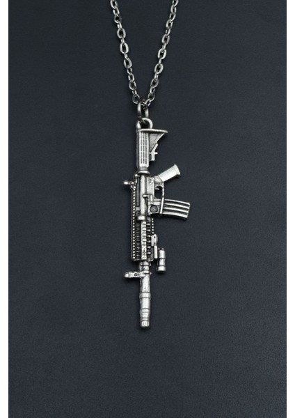 M4 Silah - Pubg Gümüş Kaplama Unisex Düz Zincir Kolye kod 806 fiyatları