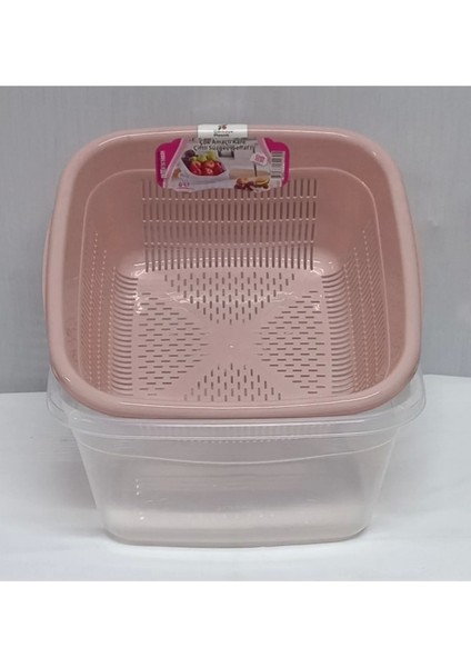 Plastik Şeffaf Çiftli Kare Süzgeç 6 Lt Genişlik 27 Derinlik 12 -ÇNK2230