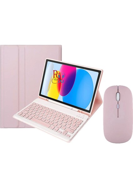 Ipad 10.nesil 10.9 Inç Uyumlu Bluetooth Özellikli Klavyeli Kılıf Mouse ve Dokunmatik Kalem Set