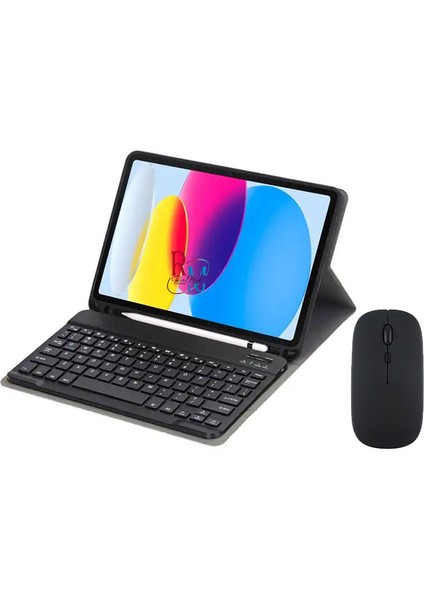 Ipad Air 5.nesil 10.9 Inç Uyumlu Bluetooth Özellikli Klavyeli Kılıf Mouse ve Dokunmatik Kalem Set