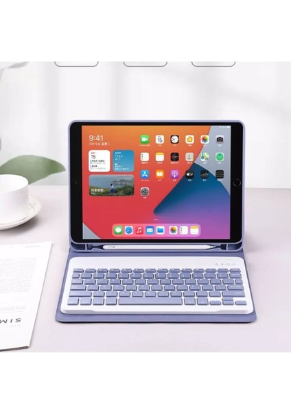 Ipad 8.nesil 10.2 Inç Uyumlu Bluetooth Özellikli Klavyeli Kılıf Mouse ve Dokunmatik Kalem Set