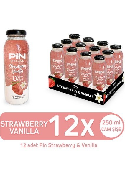 Strawberry Vanilla Beyaz Çaylı Özel Seri - Şekersiz & Kalorisiz 250 MLX12 Adet