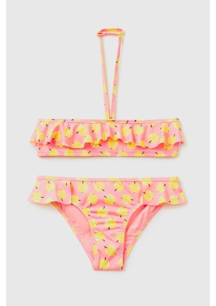 K U_meyve Desenli Boyundan Bağlamalı Bikini Takımı