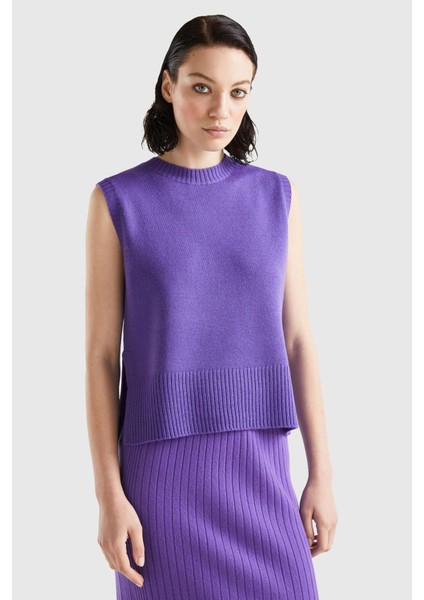 Bn_yün Karışımlı Arkası Uzun Süveter