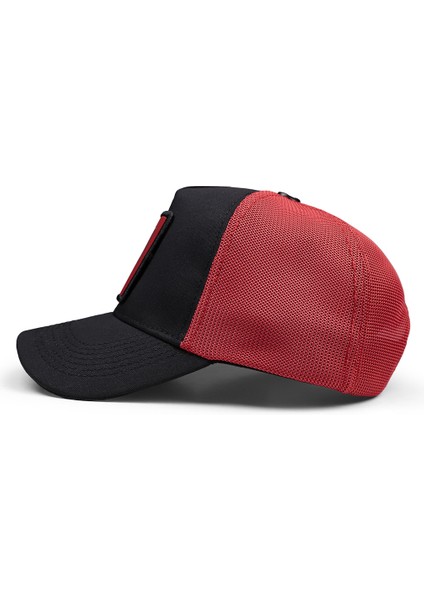 V1 Trucker Parmak - 1 Kod Logolu Unisex Siyah-Kırmızı Şapka fırsatları
