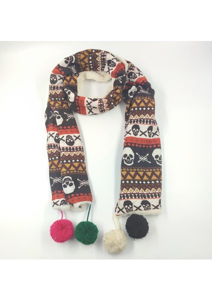 Kurukafa Desenli Peluşlu Kaşkol