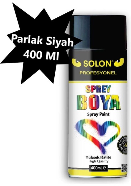 20 Adet (1 Koli) Sprey Boya Parlak Siyah 400 Ml.