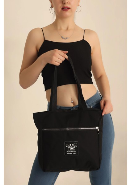 Siyah Çift Fermuarlı Kol ve Omuz Çantası fiyatları