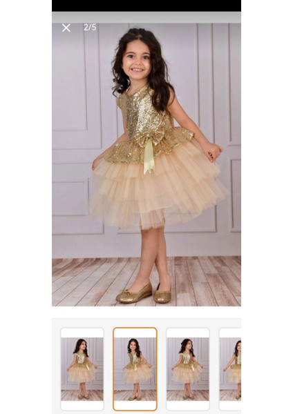 Kız Çocuk Sarı Abiye Elbise