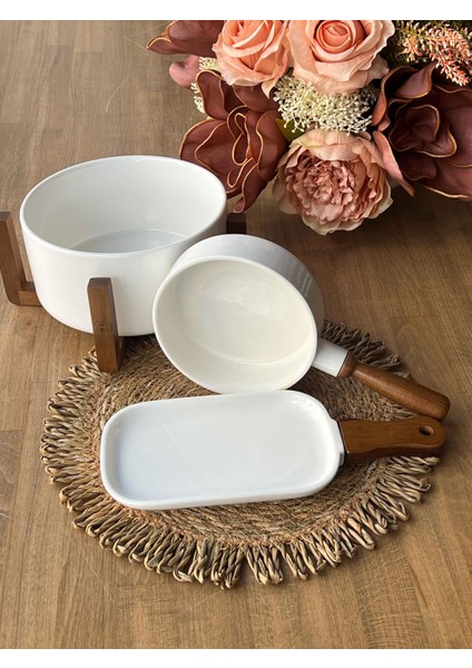 Woody Porselen Sunum Seti 3 Parça