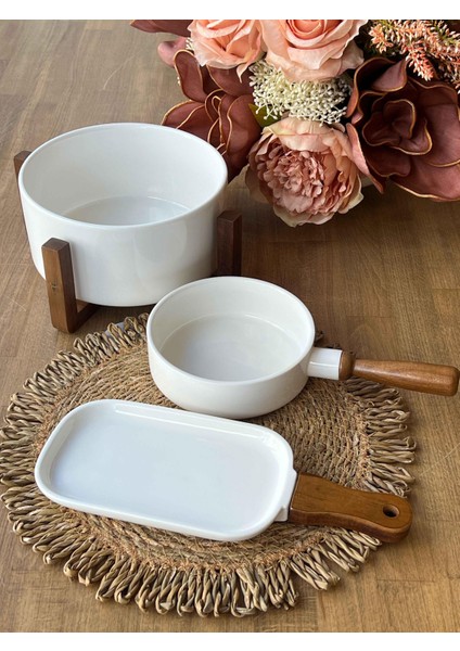 Woody Porselen Sunum Seti 3 Parça modelleri