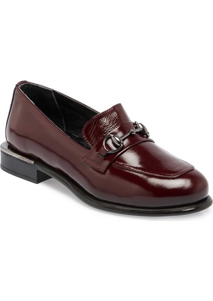 Bordo Hakiki Rugan Deri Kadın Makosen - K24S1AY67656-F14