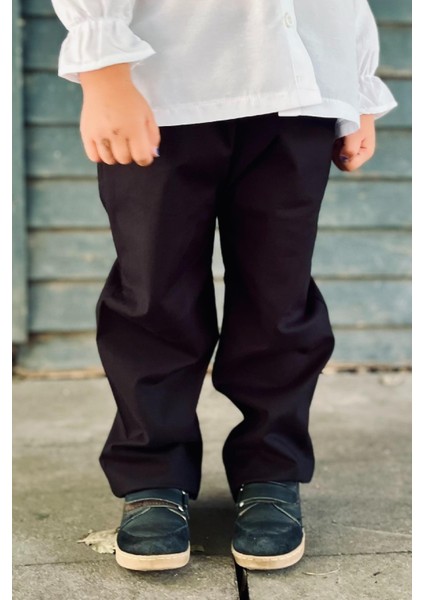 Unisex Çocuk Gabrdin Likralı Kot Jean Pantolon Siyah