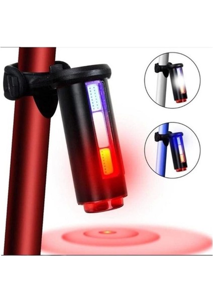 Bisiklet Arka Çakar 3 Renk USB 360° Derece LED Kırmızı XBYC6162