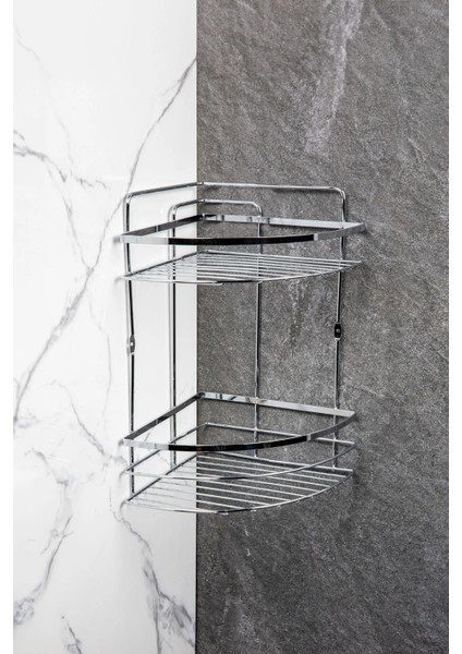 Banyo Köşe Rafı 2 Katlı Şampuanlık Duvara Monte fiyatları