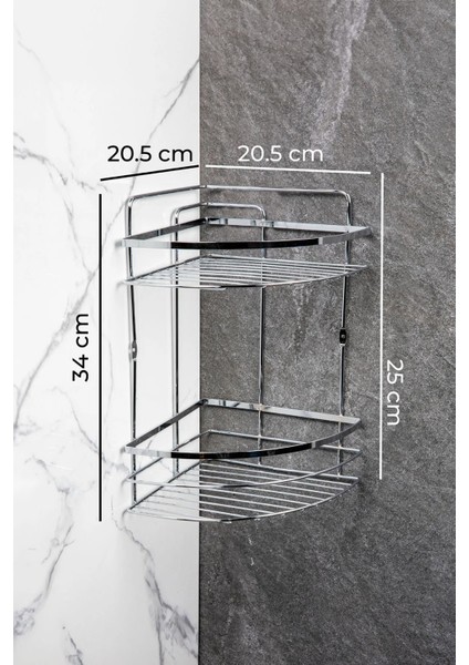 Banyo Köşe Rafı 2 Katlı Şampuanlık Duvara Monte fırsatları