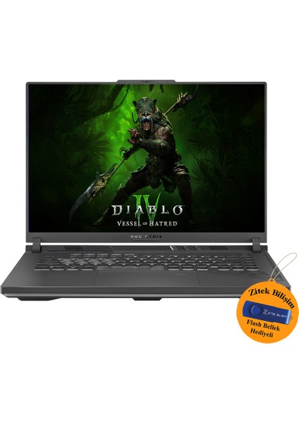 Rog Strix G16 Intel I7-13650HX 48 GB Ram 512 GB Ssd 6gb RTX4050 16" 165HZ WIN11H G614JU-N3194 ZI730 + Zitek 16 GB Flash Bellek