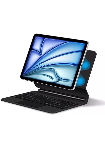 Apple iPad Air 5 10.9 Inc (2022) Bluetoothlu Touchpadli Manyetik Kapaklı Magic Ingilizce Q Keyboard A2588 A2589 A2591 modelleri