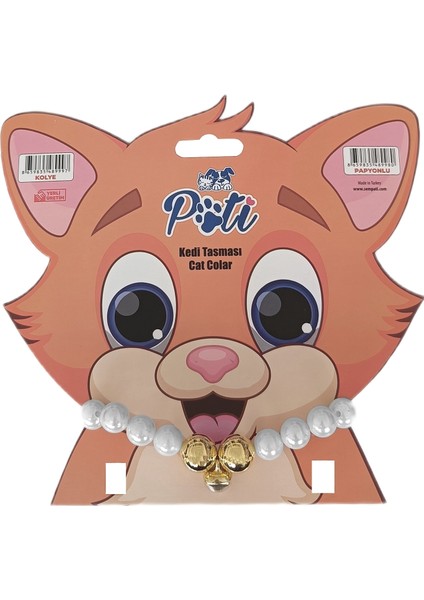 Kedi ve Köpek Lüx Incili Kolye 24 x 28 cm Medium Beyaz