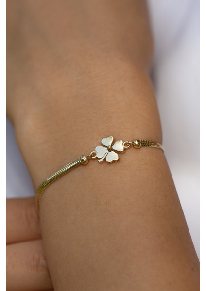 14 Ayar Yonca Balıksırtı Altın Bileklik 14BLK0046