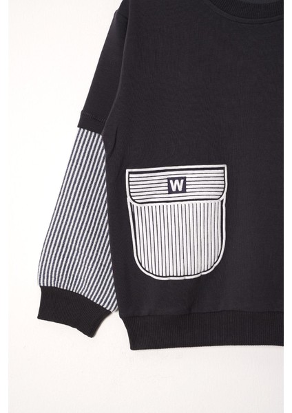 Cebi Kolları Çizgili Füme Renk Erkek Cocuk Sweat fiyatları