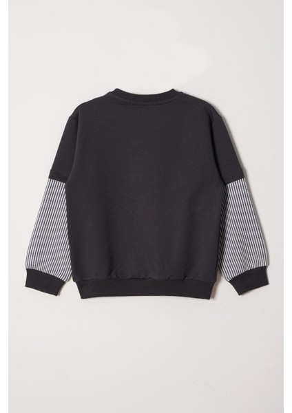 Cebi Kolları Çizgili Füme Renk Erkek Cocuk Sweat modelleri