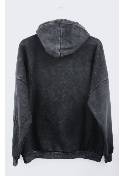 Unisex Misfits Baskılı Kapüşonlu Yıkamalı Sweatshirt, Oversize Rock Metal Baskılı Retro Hoodie modelleri