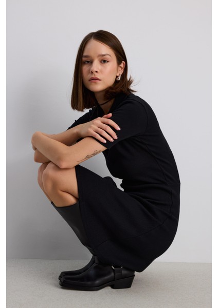 Polo Yaka Fitilli Elbise