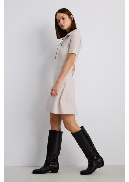 Polo Yaka Fitilli Elbise