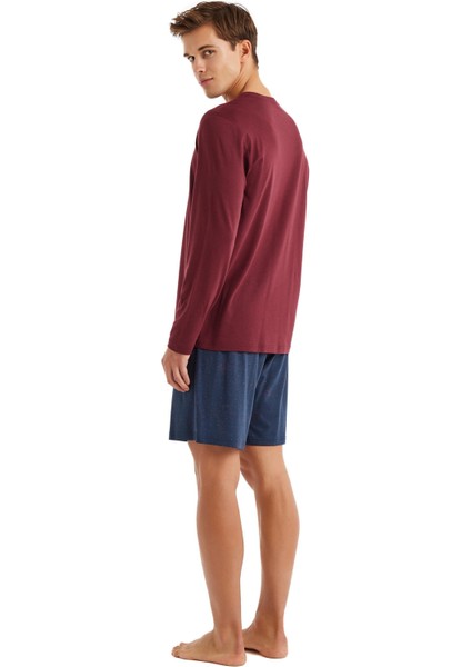 Erkek Bordo 3'lü Pijama Takımı 40575 indirimleri