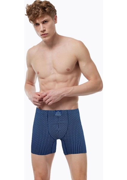 Erkek Desenli 6 Lı Pamuk Elastan Uzun Boxer 6M073
