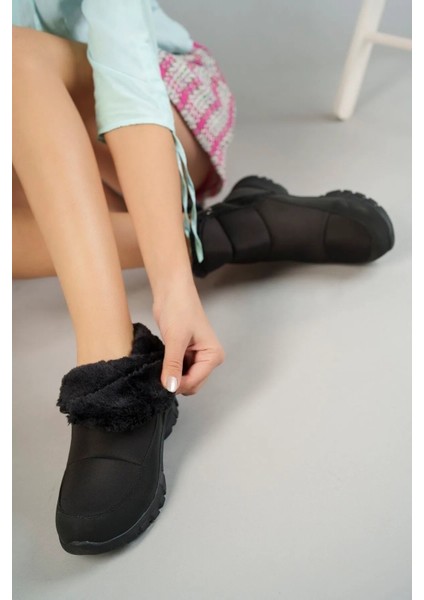 Kaymaz Taban Içi Kürklü Fermuarlı Kadın Kar Botu modelleri