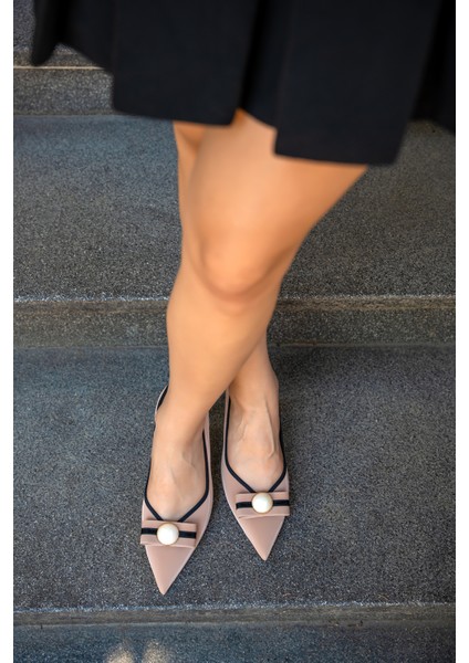 Bloom Nude Inci Detaylı Fiyonklu Kadın Topuklu Ayakkabı