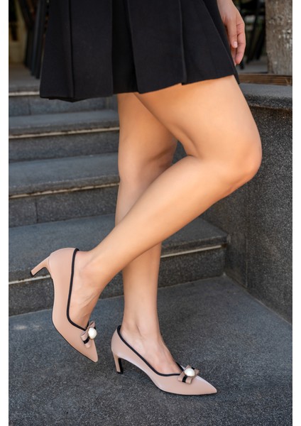 Bloom Nude Inci Detaylı Fiyonklu Kadın Topuklu Ayakkabı modelleri