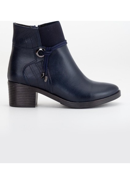Kadın Topuklu Bot Günlük Lacivert Boğaz Elastik Kalın Topuklu modelleri