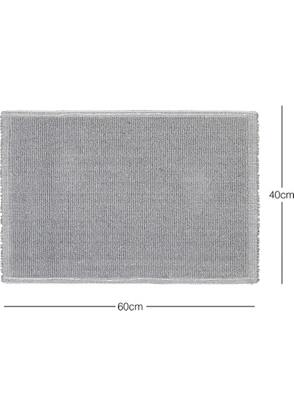 Ocean Home Textile Yıkanabilir Pamuklu Gri Renk Buklet Banyo Paspası 40 x 60 cm