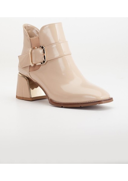 Kadın Topuklu Bot Bej Rugan Tokalı Klasik Vardola Taban fırsatları
