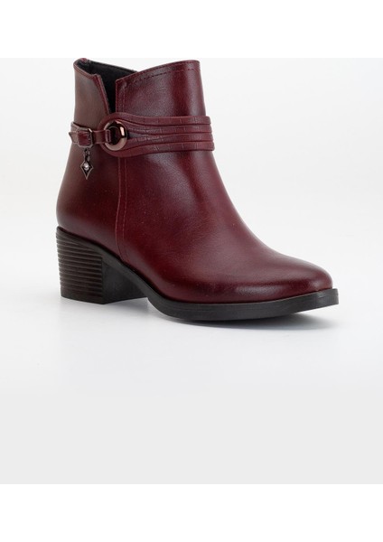 Kadın Topuklu Bot Günlük Bordo Biyeli Kalın Topuklu fırsatları