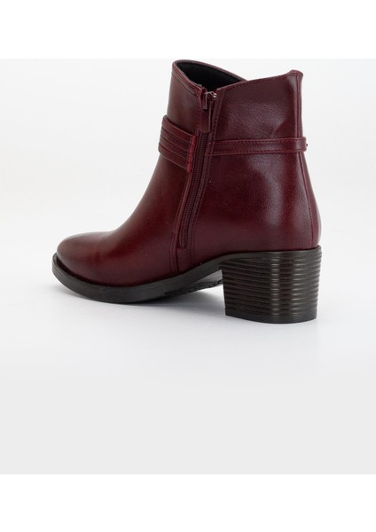 Kadın Topuklu Bot Günlük Bordo Biyeli Kalın Topuklu indirimleri