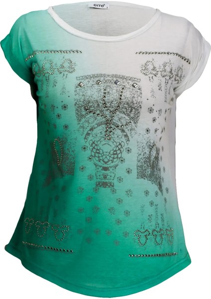 Parlak Taşlı Kadın Kısa Kollu T-Shirt