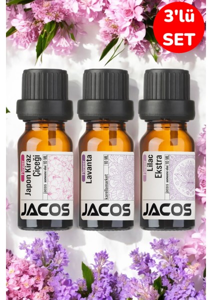 Japon Kiraz, Lavanta,lilac Esansiyel Uçucu Yağı Buhardanlık Difüzör Esansı Oda Kokusu 3'lü Set