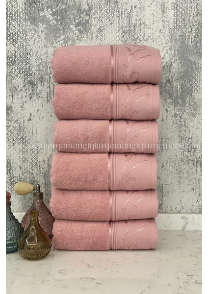 Ditsy El-Yüz Havlusu 6 Adet-Pembe