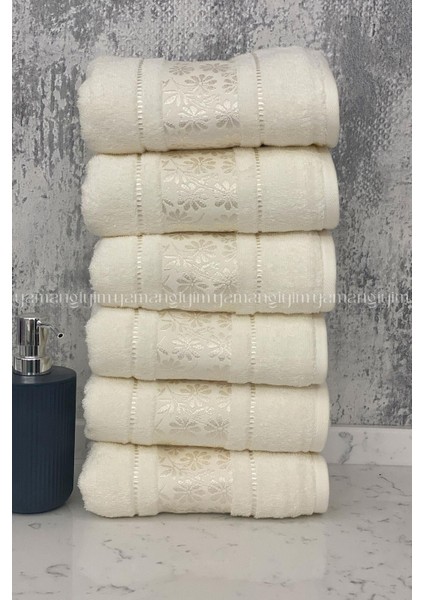 Blossom El-Yüz Havlusu 6 Adet-Krem