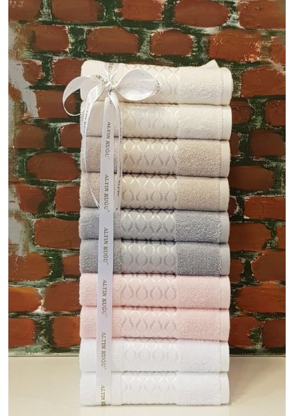Elissa Havlu 10 Adet - Pembe Beyaz Gri Taş Krem