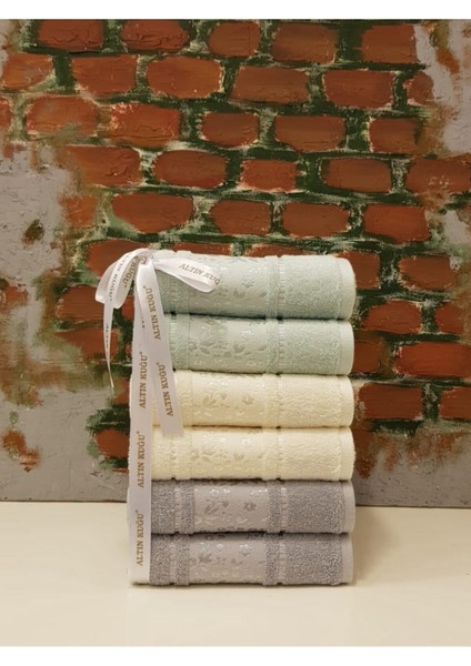 Camellia Havlu 6'lı Gri Krem Mint