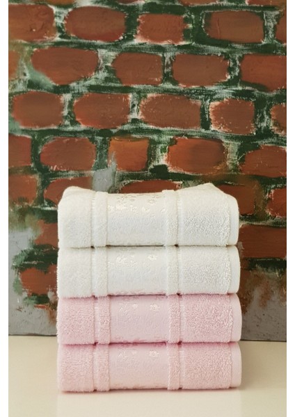 Camellia Havlu 4'lü Beyaz Pembe