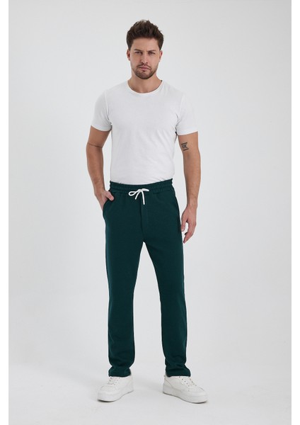 Erkek Zümrüt Yeşili Baggy Düz Paça Bol Kesim Içi Polarlı Rahat Eşofman Altı RF0461 fırsatları
