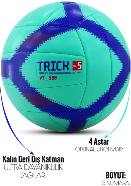 Voleybol Topu No:5 Yumuşak Doku VT500 Trick Semi-Pro Iç-Dış Mekan Soft Touch 270 G