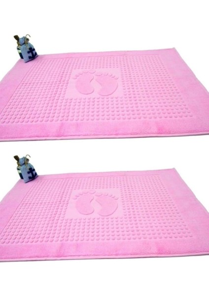 2li Winter Havlu Ayak Izli Paspas (50X70)-PEMBE
