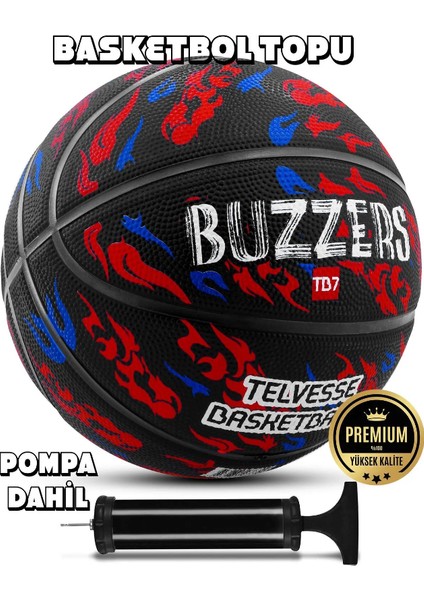 Basketbol Topu Pompalı 7 No TB-500 Buzzers Grafiti Kauçuk Dayanıklı Deep Channel Kabartma